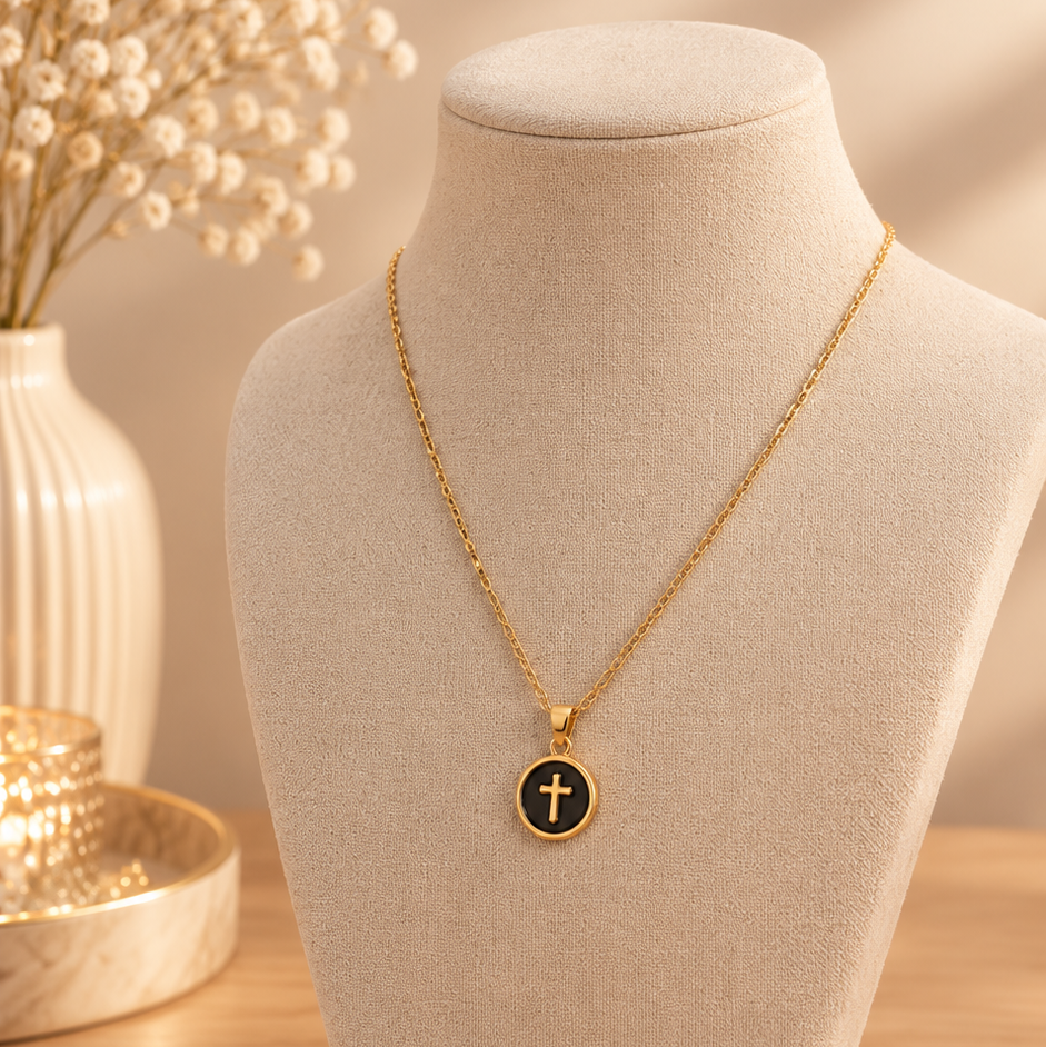 Collier - Croix noir