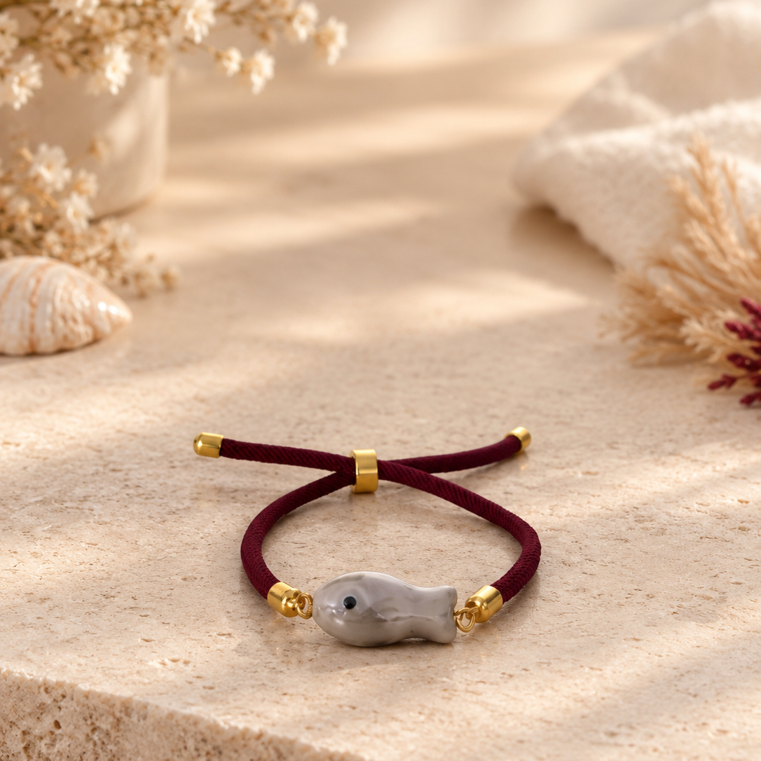 Shamballa - Poisson gris/bordeaux