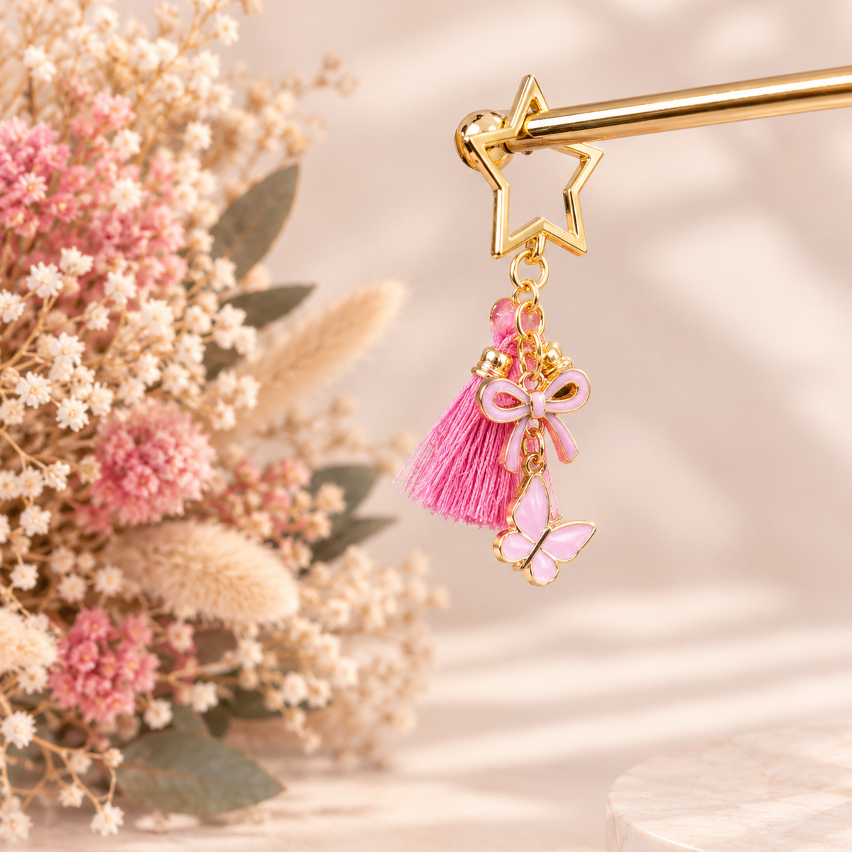 Bijoux de sac - rose papillon